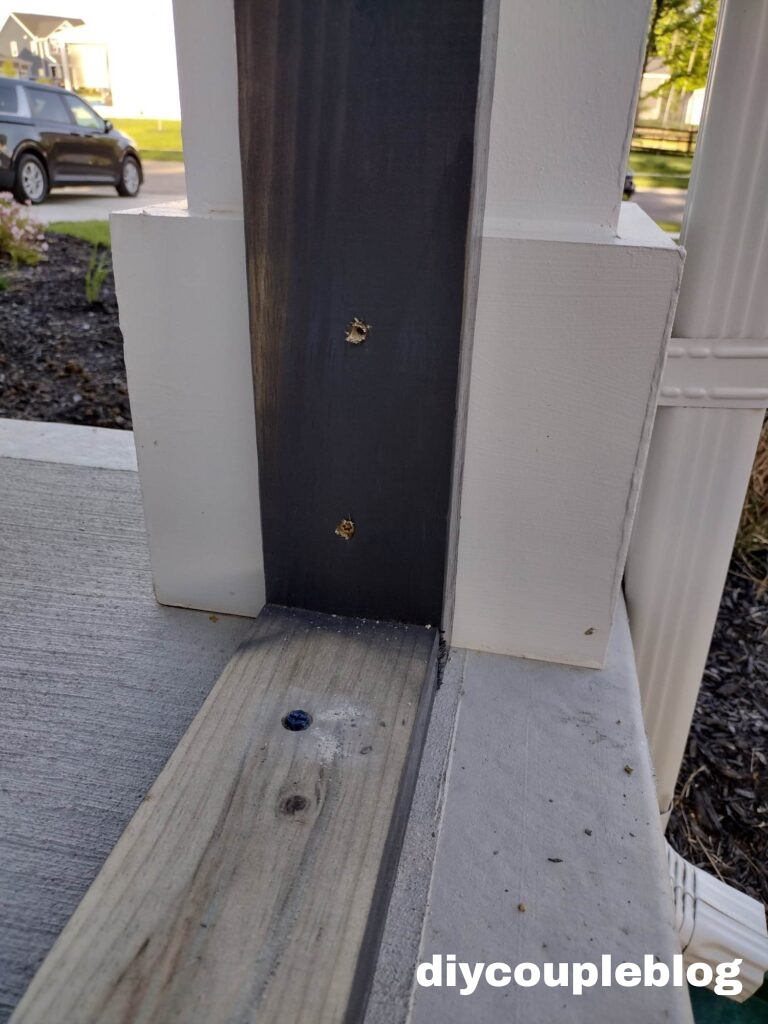 a close-up corner view of the attached frame 