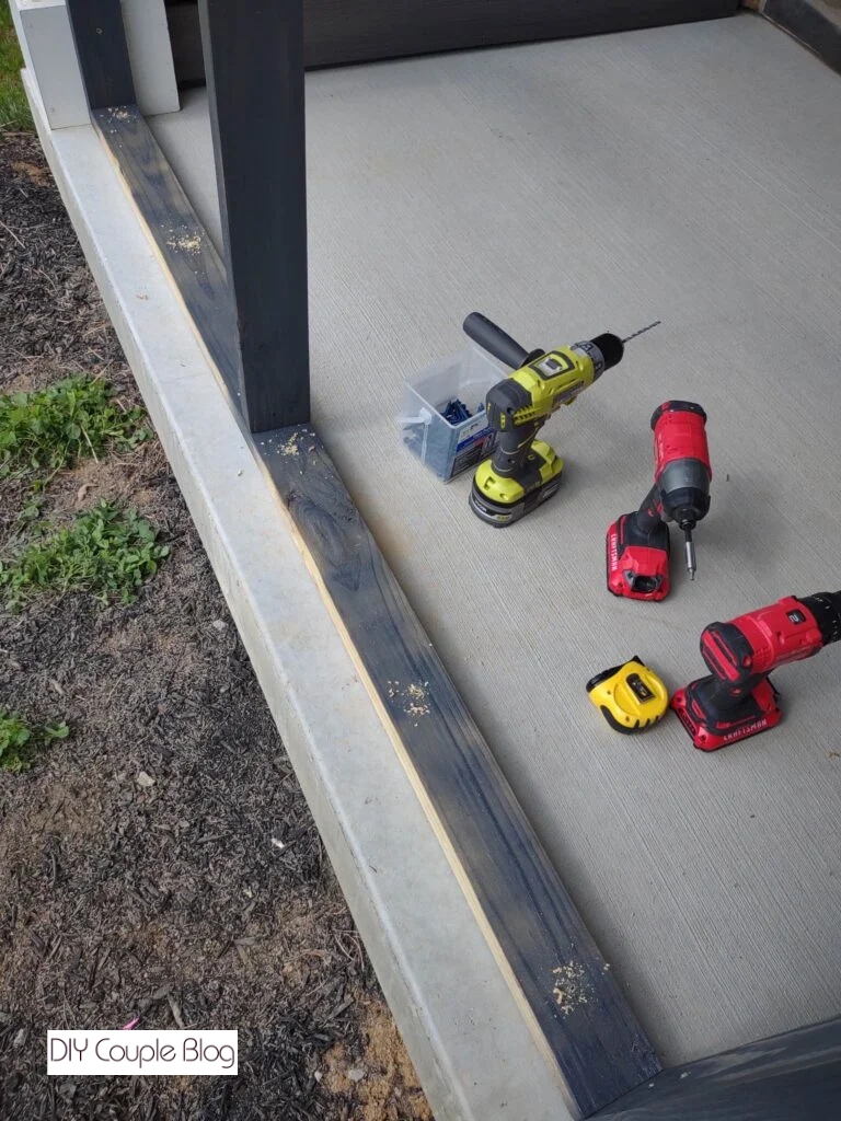 installed frame with tools 