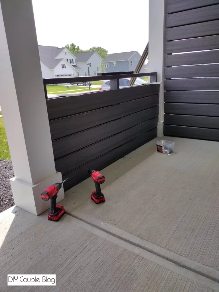the back side view of the porch railing keeping the same method as the front 