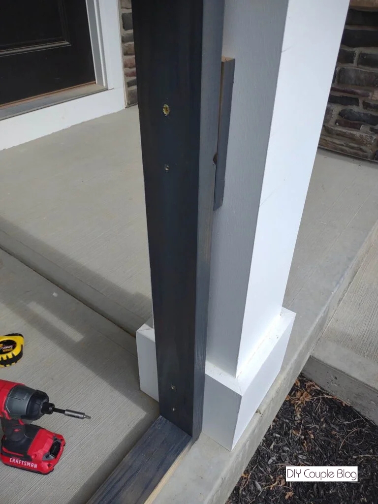 securing wood frame to the support posts 