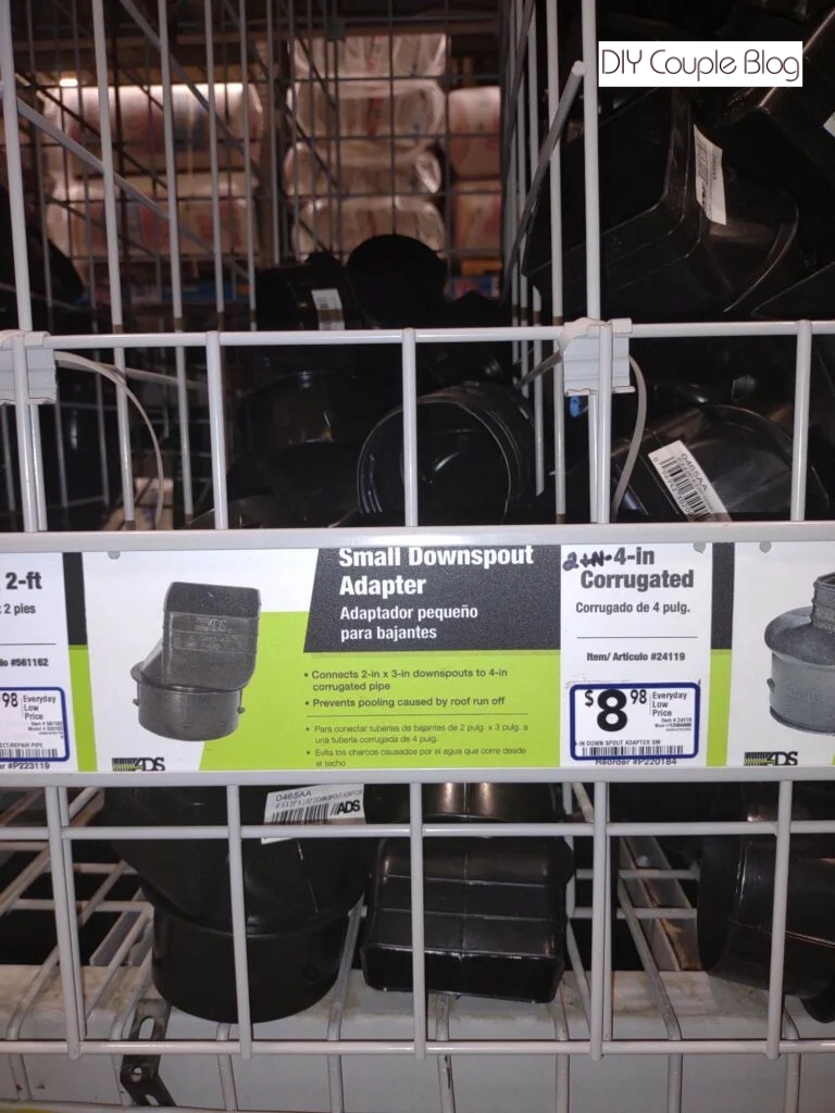 shopping for a downspout adapter at the hardware store