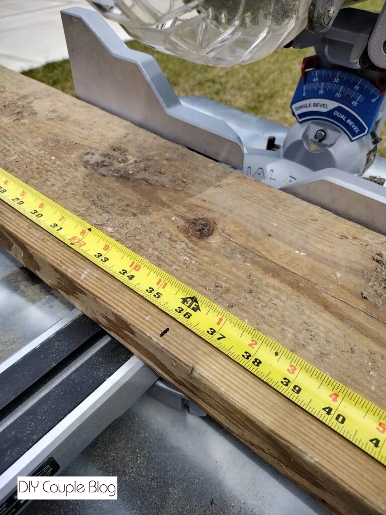 measuring to make the tree planter box frame 