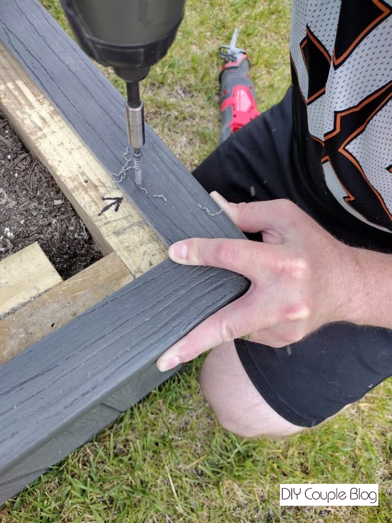 showing the top cap to the tree planter box 