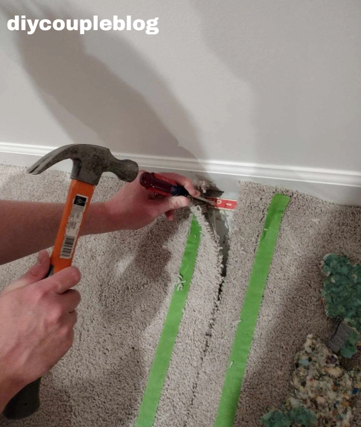 removing tack strip section of carpet 
