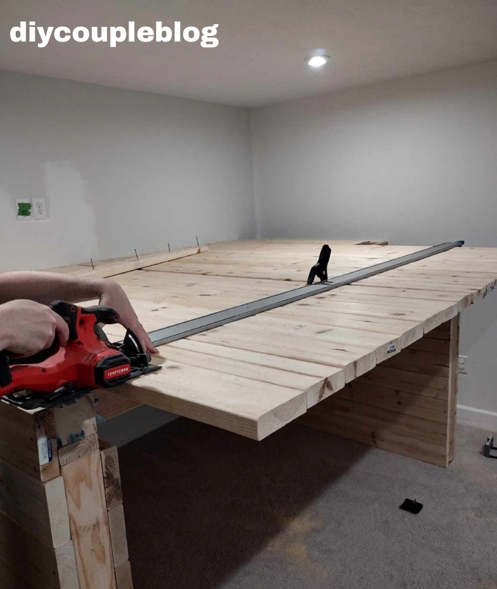 cutting all the boards flush on the playground platform