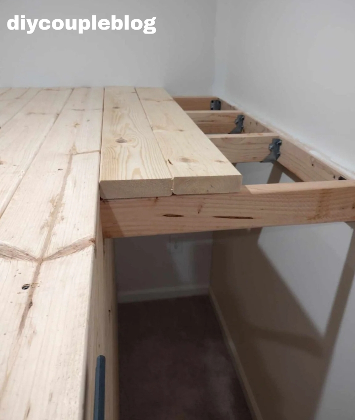 laying the floorboards on the slide side