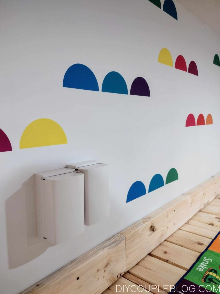 modern rainbow wall stickers for a basement playroom