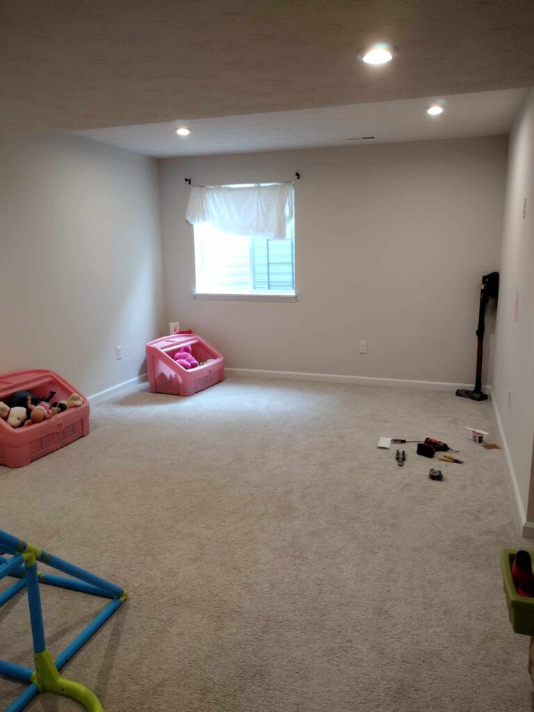 basement playroom and family room