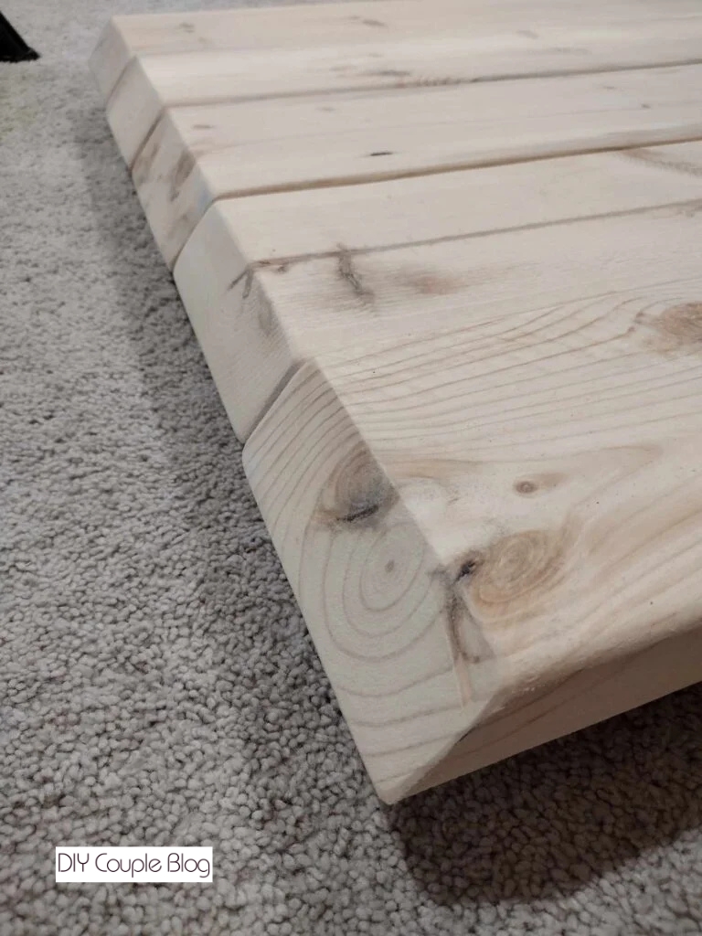 view of the angles cut on each board 