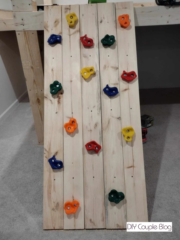 the front side with installing climbing rocks 