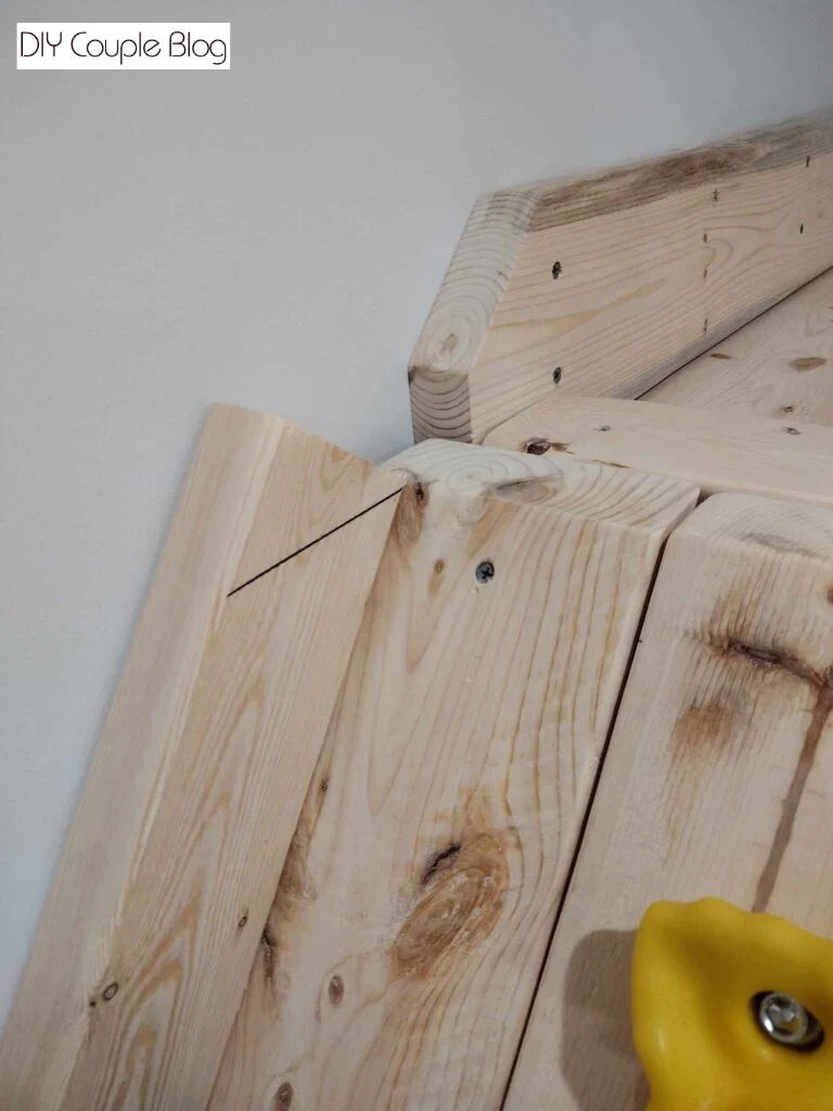 marking where to cut the angle of the board 