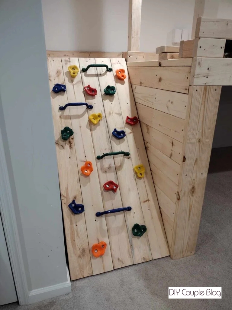 diy rock wall installed ready to final touches 