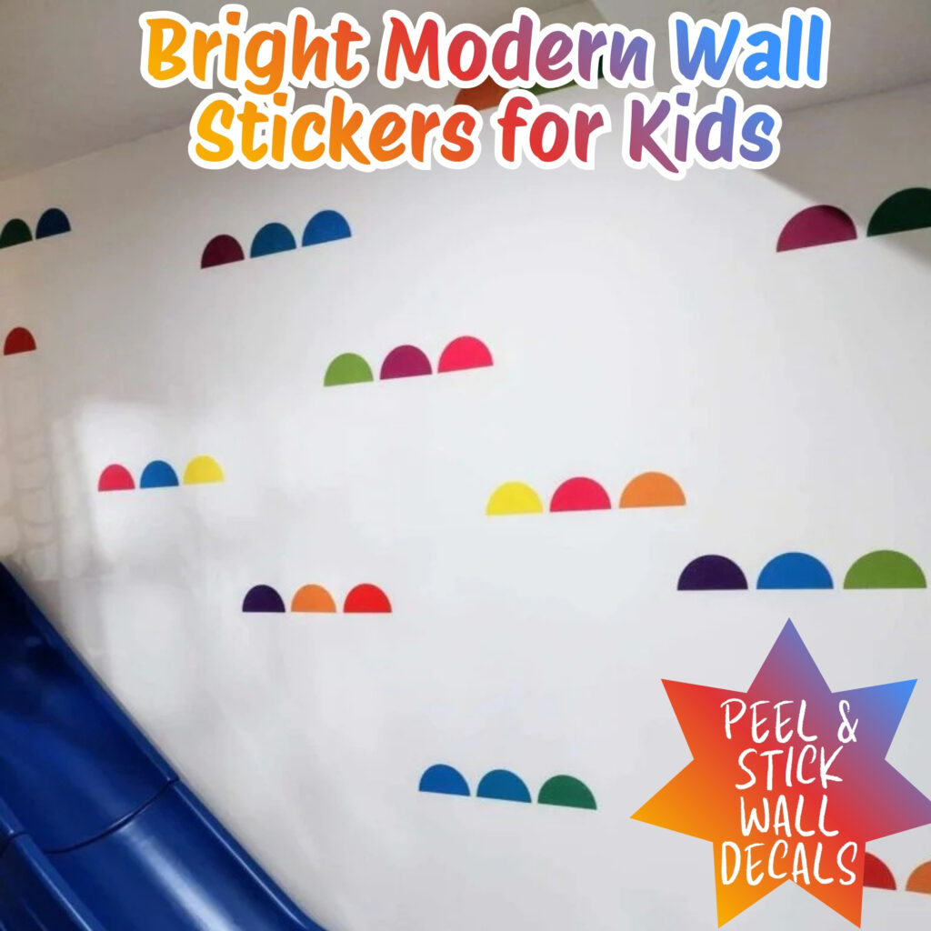 modern bright rainbow wall stickers for kids