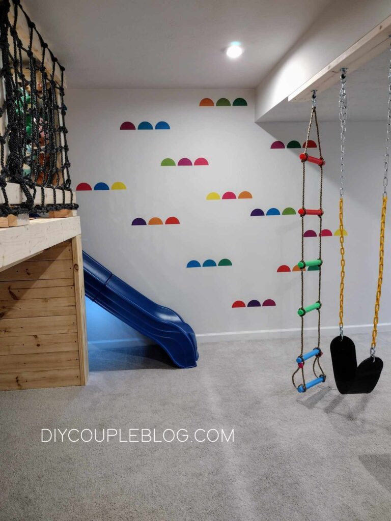 building a fun wooden jungle gym in our basement playroom