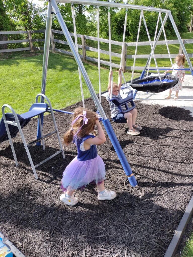 kids trying out the new DIY playground