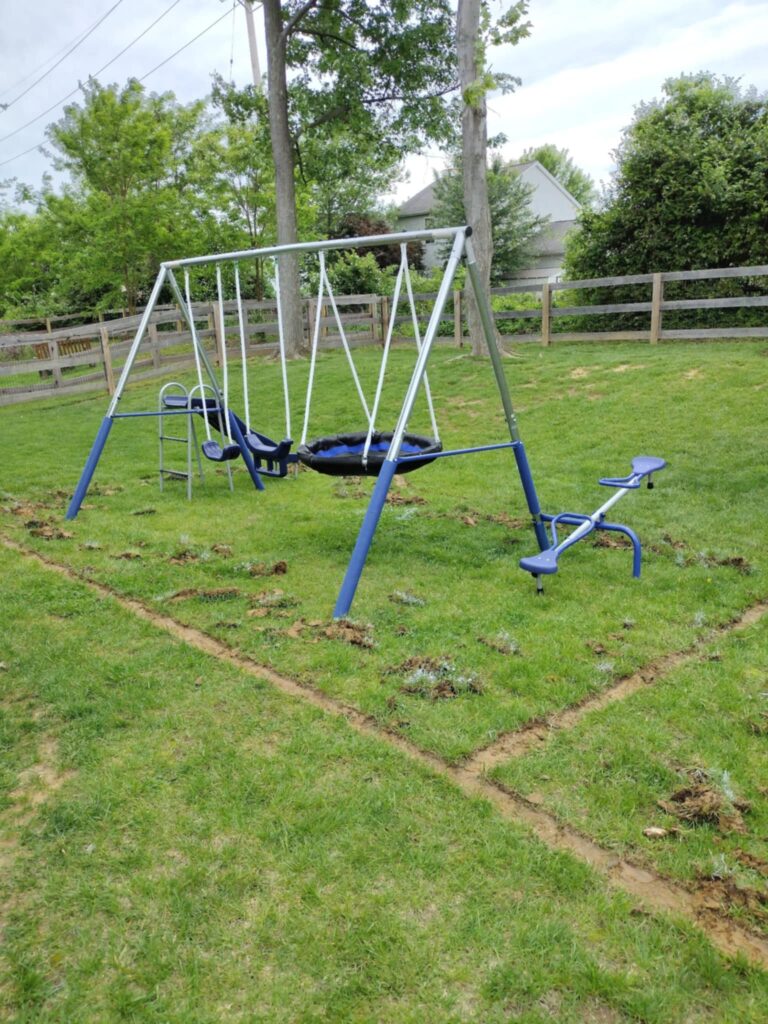 skimming the top of grass for our playground edging