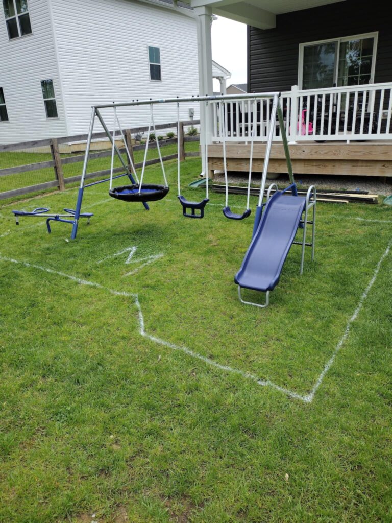 starting our playground diy by drawing out our design 