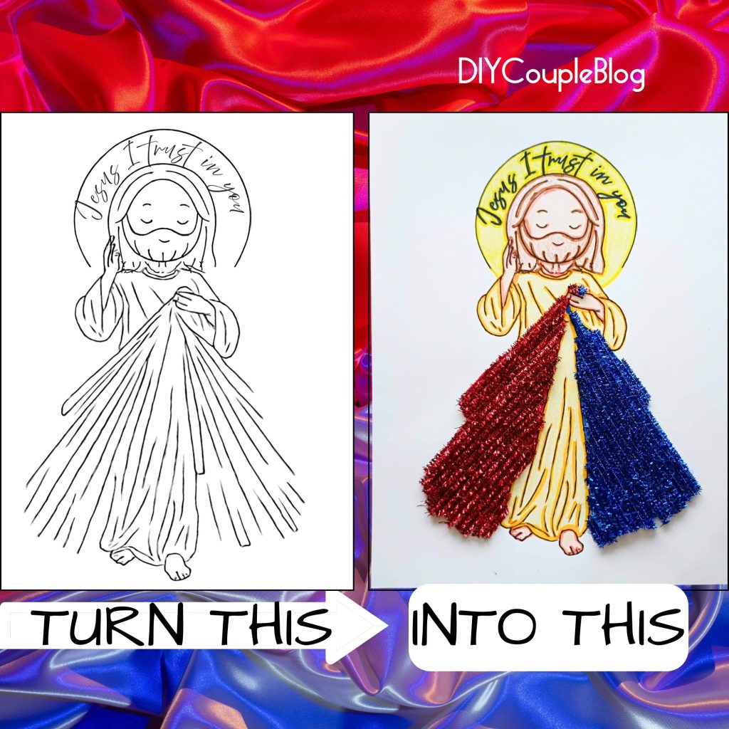 Printable Divine Mercy art activity sheet for Sunday school