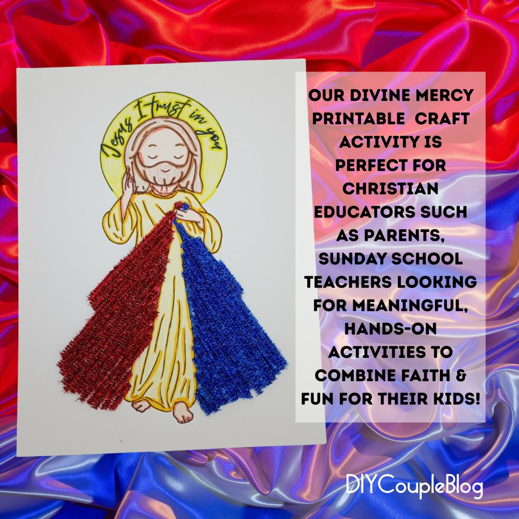 divine mercy art coloring page featuring pipe cleaners featuring the text Jesus I trust in you