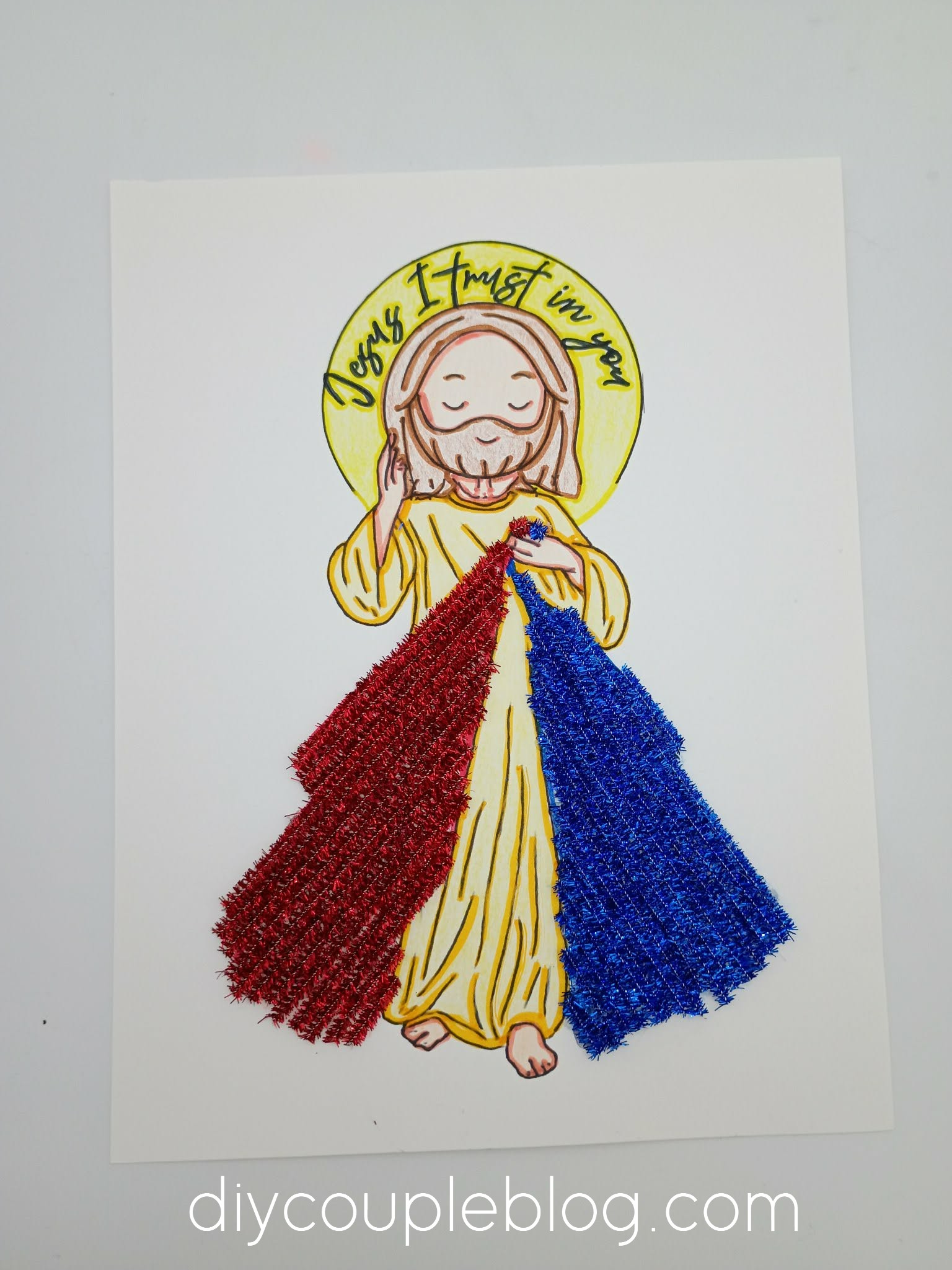 Mercy Cut Out Divine Mercy Art: Free Printable Pipe Cleaner Craft for Kids
