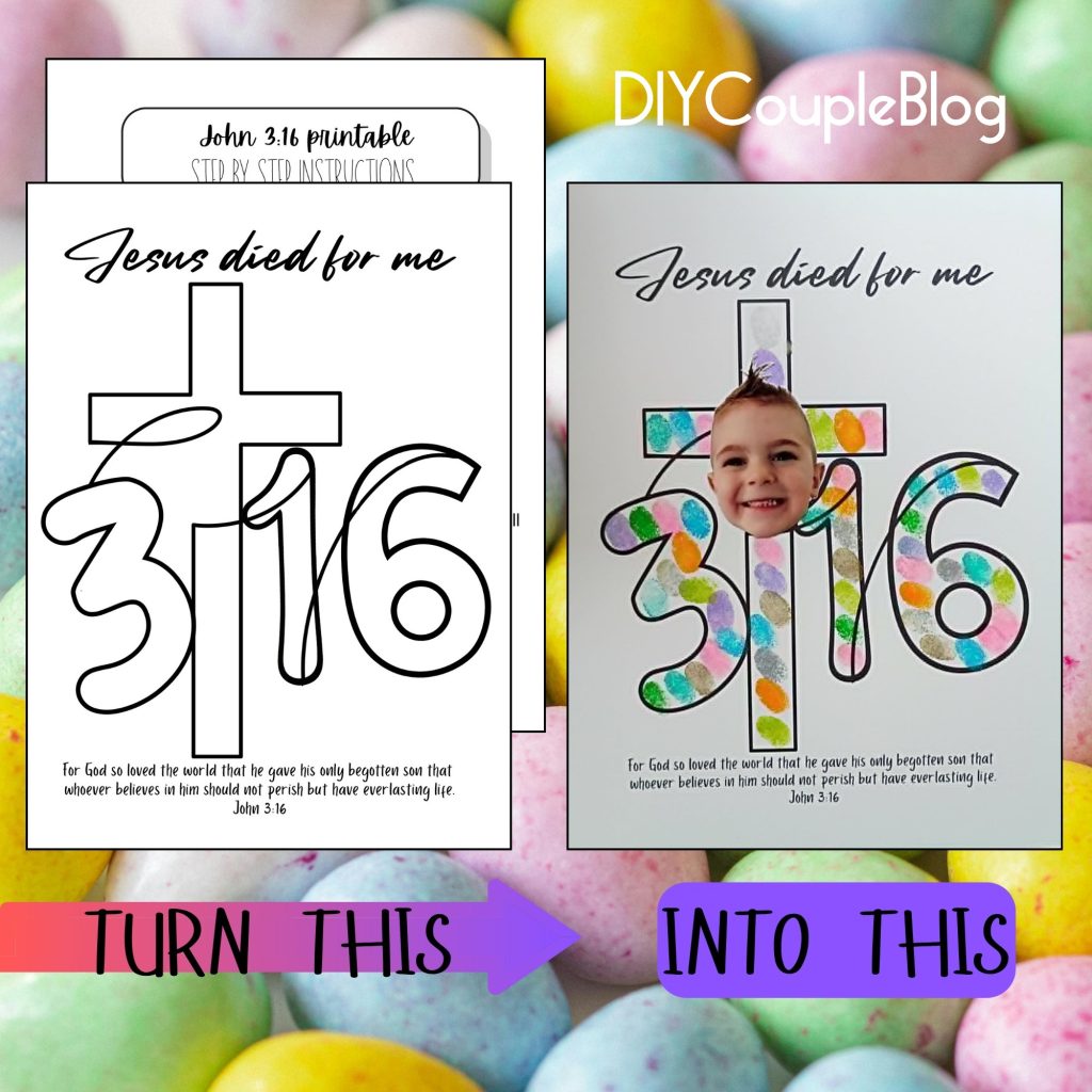 free printable John 3:16 cross fingerprint craft template 
