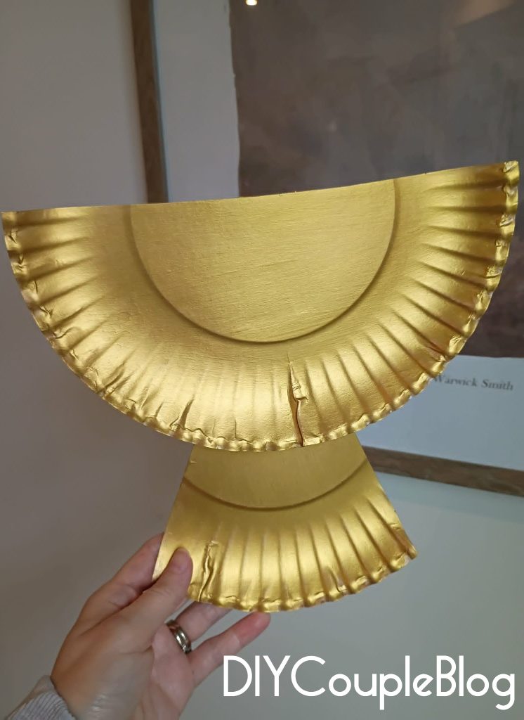 catholic kids first communion craft with a chalice painted in gold paint 