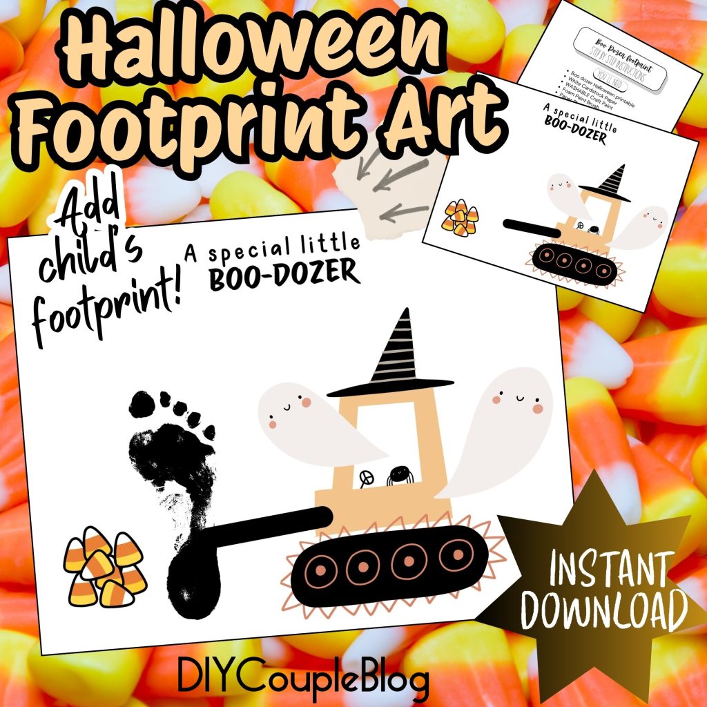 cute baby footprint art for Halloween, an adorable keepsake to document child's small foot this fall!