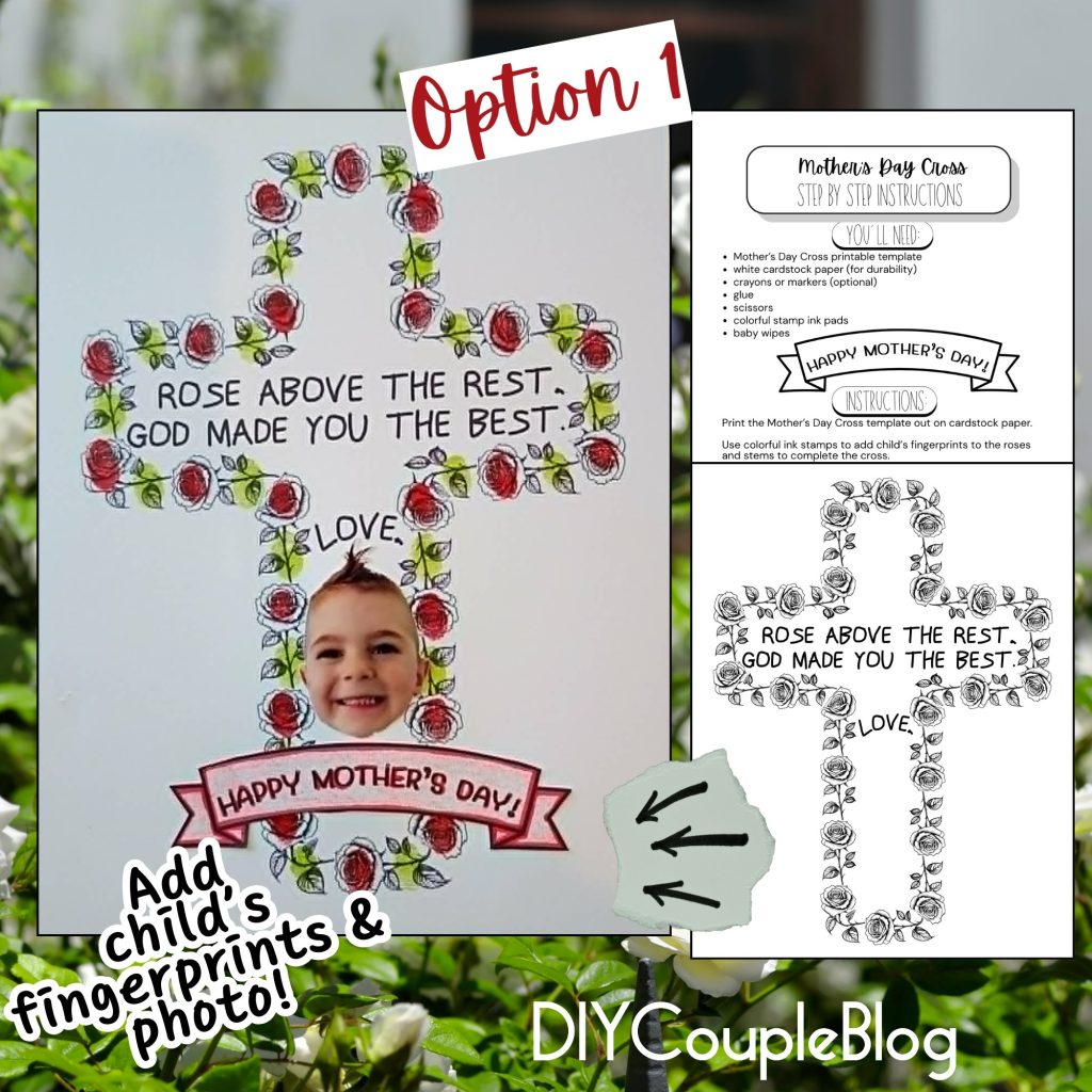 free printable mother's day craft with fingerprints, fun and engaging activity for kids to gift to mom