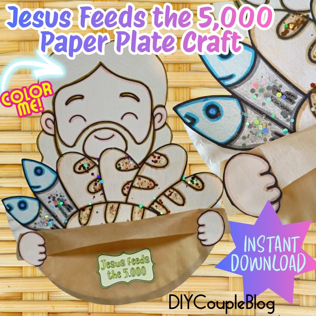 Jesus paper plate craft where he feeds the 5,000 loaves and fishes activity engaging and fun for kids