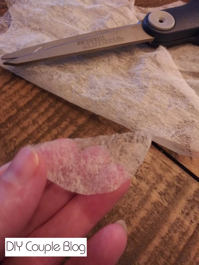 making a mini face mask prop with dryer sheet