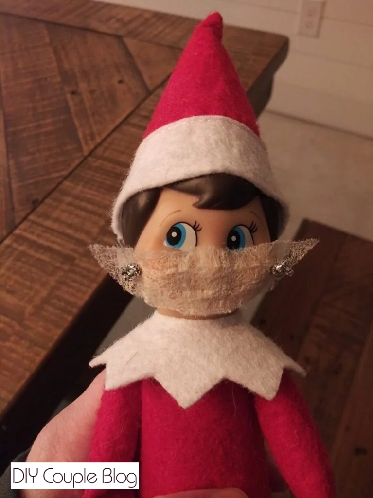 process of making a face mask for a sick elf on the shelf 