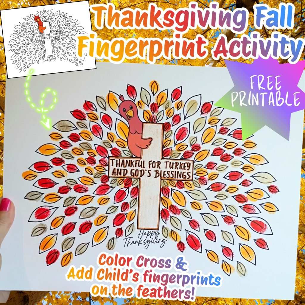 thanksgiving preschool activity with child's fingerprints-free printable
