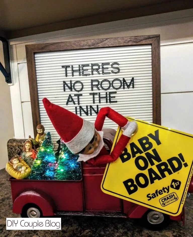 Christian elf on the shelf staging idea