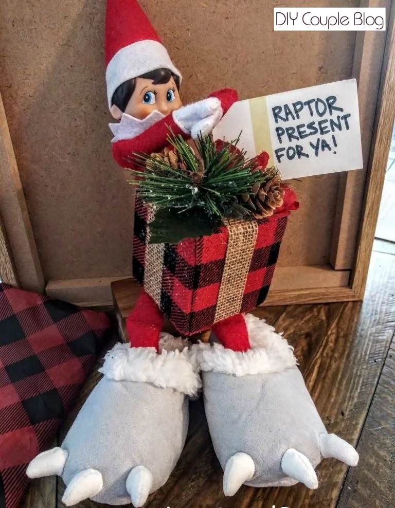 funny elf on the shelf dinosaur idea 