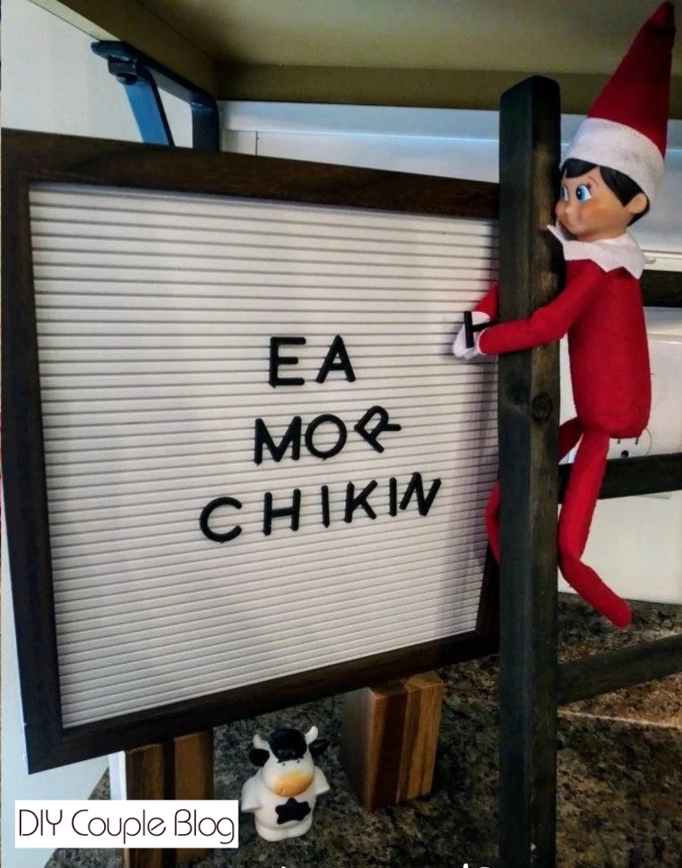 Christmas chick-fil-a billboard idea with Elf on the shelf