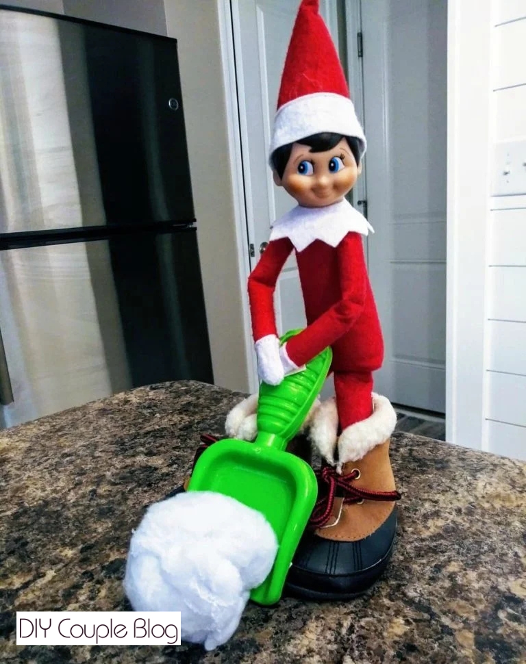 shoveling faux snow 
