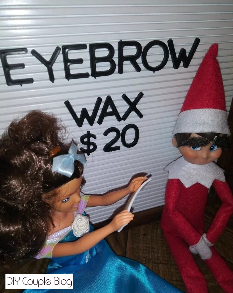 close-up of barbie doing an eyebrow wax