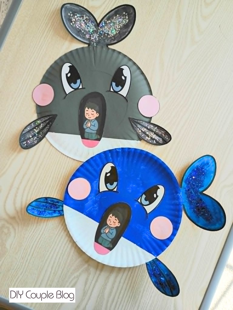 Jonah and the whale paper plate craft finished project
