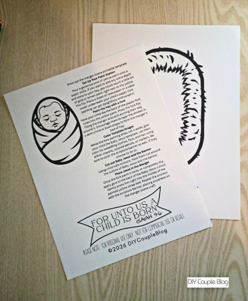 free printable baby Jesus and Manger