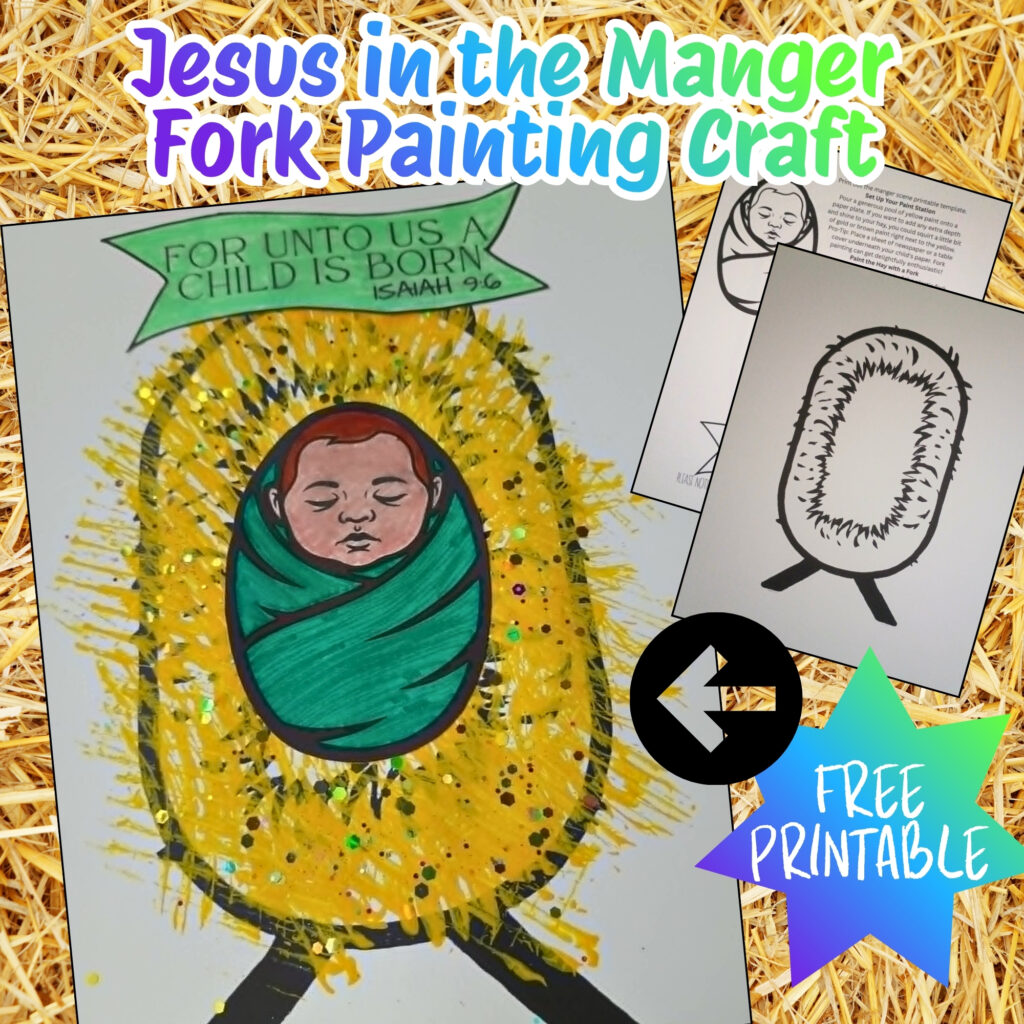 manger scene craft with fork painting technique