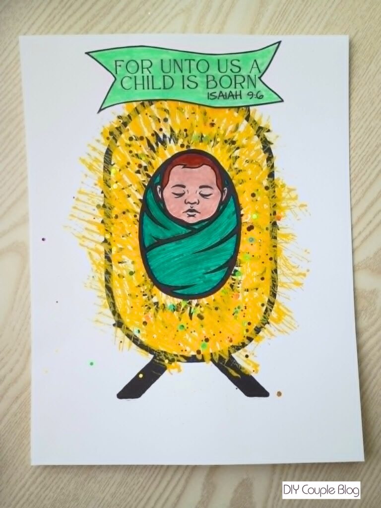 Christmas craft of baby Jesus laying in Manger 