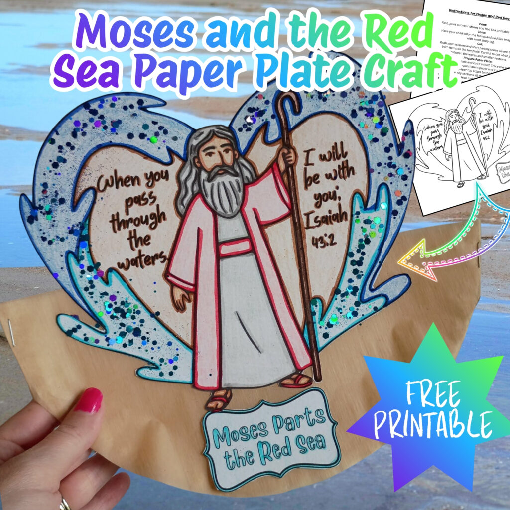 moses and red sea craft for kids featuring paper plate fun