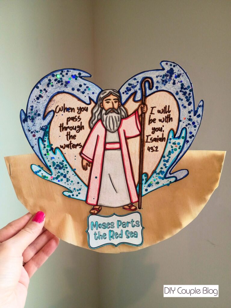 bible story craft paper plate red sea parting 