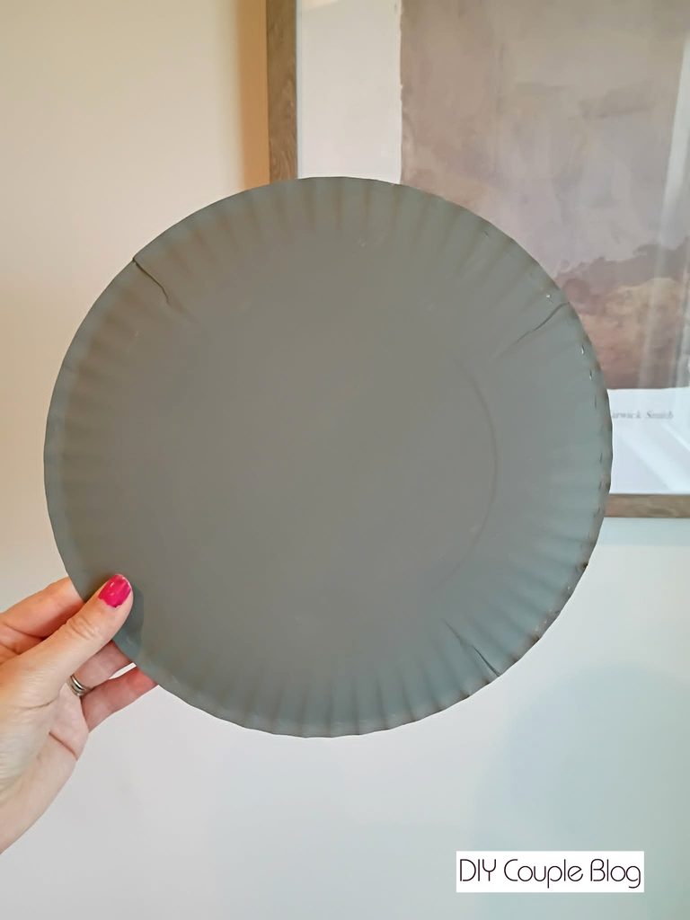 paper plate painted gray for recreating Jonah and the whale story 