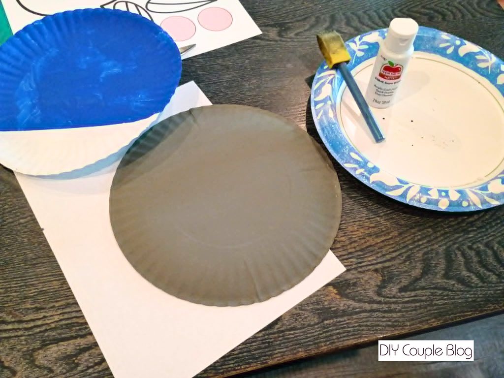 paper plate whale craft step by step process