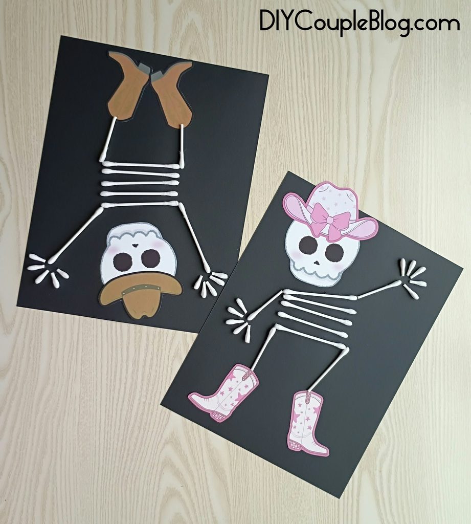 free printable templates for Halloween Q tip skeleton activity