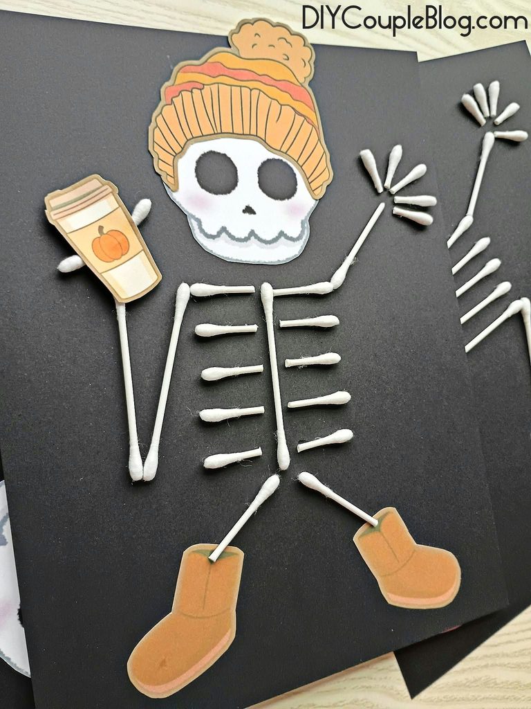 Free printable cotton swabs Halloween craft for kids