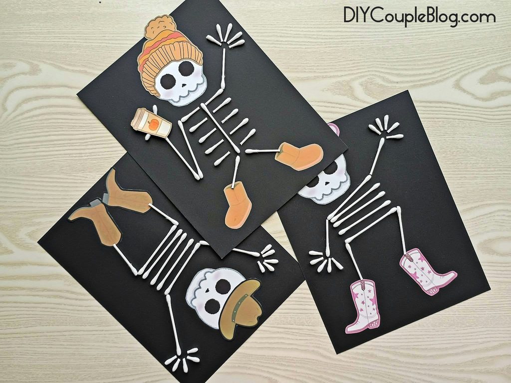 Fun kids craft skeleton with Q tips