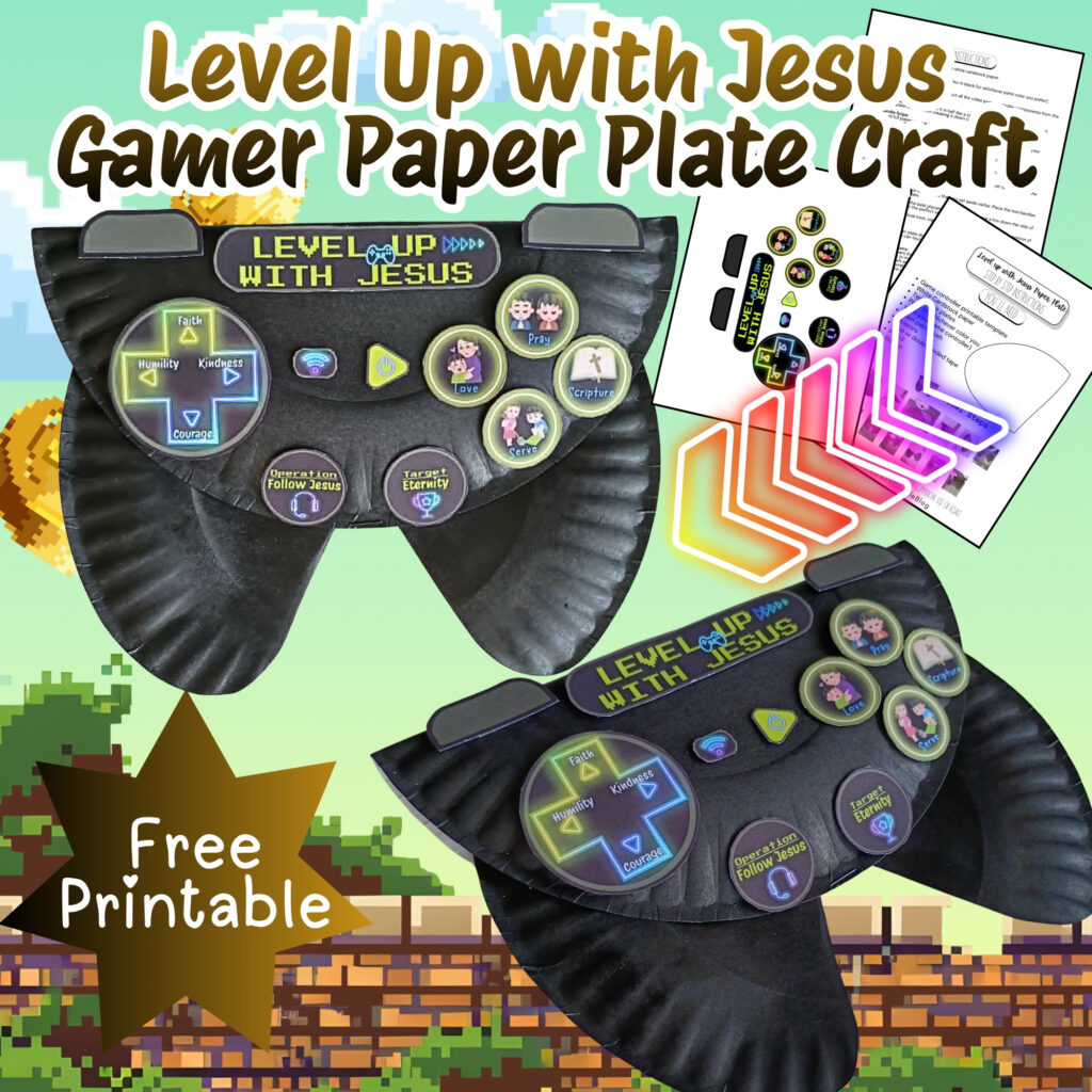 Christian printable activity paper plate craft gamer controller