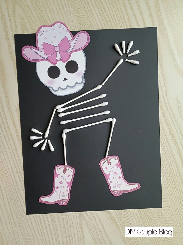 cowgirl skeleton craft with q tips